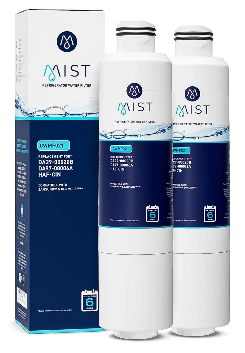 Mist HAF-CIN/EXP Refrigerator Water Filter Replacement for Samsung DA29-00020B, DA29-00020A, Kenmore 46-9101 â€“ NSF 42 & 372 Certified â€“ 2 Pack - Image 1